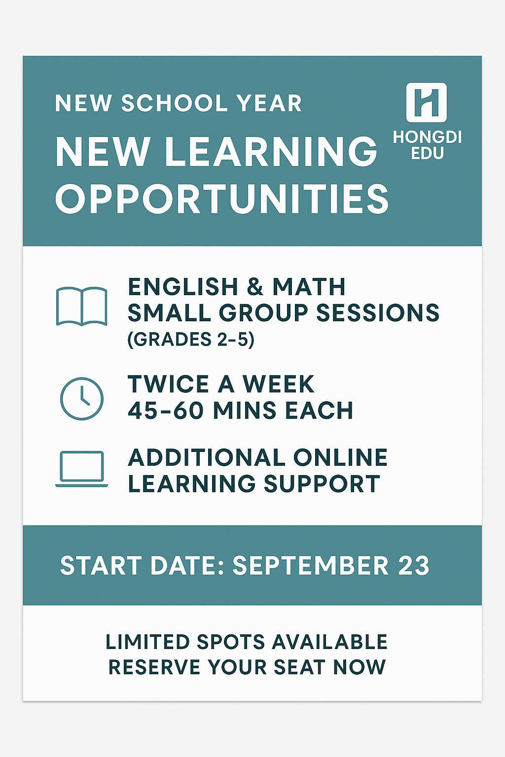 Afterschool English & Math Small Group Sessions(G2-G5)